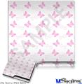 Decal Skin compatible with Sony PS3 Slim Pastel Butterflies Pink on White