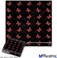 Decal Skin compatible with Sony PS3 Slim Pastel Butterflies Red on Black