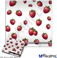 Decal Skin compatible with Sony PS3 Slim Strawberries on White