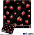 Decal Skin compatible with Sony PS3 Slim Strawberries on Black
