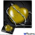 Decal Skin compatible with Sony PS3 Slim Barbwire Heart Yellow