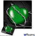 Decal Skin compatible with Sony PS3 Slim Barbwire Heart Green