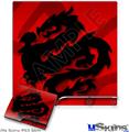 Decal Skin compatible with Sony PS3 Slim Oriental Dragon Black on Red