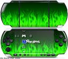 Sony PSP 3000 Skin - Fire Flames Green