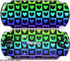 Sony PSP 3000 Skin - Love Heart Checkers Rainbow