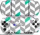 Sony PSP 3000 Skin - Chevrons Gray And Turquoise