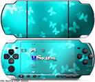 Sony PSP 3000 Skin - Bokeh Butterflies Neon Teal