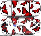 Sony PSP 3000 Skin - Butterflies Red