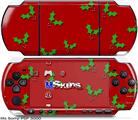 Sony PSP 3000 Skin - Holly Leaves on Red