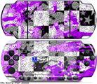 Sony PSP 3000 Skin - Purple Checker Skull Splatter