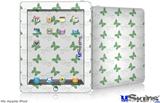 iPad Skin - Pastel Butterflies Green on White