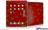iPad Skin - Holly Leaves on Red