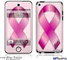 iPod Touch 4G Decal Style Vinyl Skin - Hope Breast Cancer Pink Ribbon on Pink
