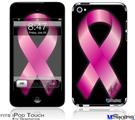 iPod Touch 4G Decal Style Vinyl Skin - Hope Breast Cancer Pink Ribbon on Black