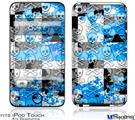 iPod Touch 4G Decal Style Vinyl Skin - Checker Skull Splatter Blue