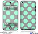 iPod Touch 4G Decal Style Vinyl Skin - Kearas Polka Dots Mint And Gray