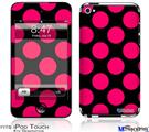 iPod Touch 4G Decal Style Vinyl Skin - Kearas Polka Dots Pink On Black
