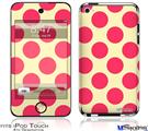 iPod Touch 4G Decal Style Vinyl Skin - Kearas Polka Dots Pink On Cream