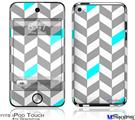iPod Touch 4G Decal Style Vinyl Skin - Chevrons Gray And Aqua