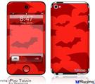 iPod Touch 4G Decal Style Vinyl Skin - Deathrock Bats Red