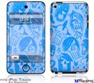iPod Touch 4G Decal Style Vinyl Skin - Skull Sketches Blue