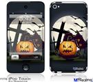 iPod Touch 4G Decal Style Vinyl Skin - Halloween Jack O Lantern and Cemetery Kitty Cat