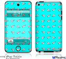 iPod Touch 4G Decal Style Vinyl Skin - Paper Planes Neon Teal