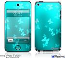 iPod Touch 4G Decal Style Vinyl Skin - Bokeh Butterflies Neon Teal