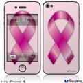 iPhone 4 Decal Style Vinyl Skin - Hope Breast Cancer Pink Ribbon on Pink (DOES NOT fit newer iPhone 4S)