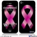 iPhone 4 Decal Style Vinyl Skin - Hope Breast Cancer Pink Ribbon on Black (DOES NOT fit newer iPhone 4S)