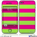 iPhone 4 Decal Style Vinyl Skin - Psycho Stripes Neon Green and Hot Pink (DOES NOT fit newer iPhone 4S)