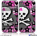 iPhone 4 Decal Style Vinyl Skin - Pink Bow Skull (DOES NOT fit newer iPhone 4S)