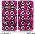 iPhone 4 Decal Style Vinyl Skin - Pink Skulls and Stars (DOES NOT fit newer iPhone 4S)