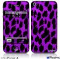 iPhone 4 Decal Style Vinyl Skin - Purple Leopard (DOES NOT fit newer iPhone 4S)