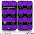 iPhone 4 Decal Style Vinyl Skin - Skull Stripes Purple (DOES NOT fit newer iPhone 4S)