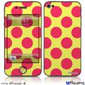 iPhone 4 Decal Style Vinyl Skin - Kearas Polka Dots Pink And Yellow (DOES NOT fit newer iPhone 4S)