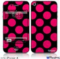 iPhone 4 Decal Style Vinyl Skin - Kearas Polka Dots Pink On Black (DOES NOT fit newer iPhone 4S)
