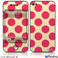iPhone 4 Decal Style Vinyl Skin - Kearas Polka Dots Pink On Cream (DOES NOT fit newer iPhone 4S)