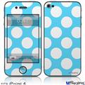 iPhone 4 Decal Style Vinyl Skin - Kearas Polka Dots White And Blue (DOES NOT fit newer iPhone 4S)