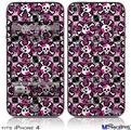 iPhone 4 Decal Style Vinyl Skin - Splatter Girly Skull Pink (DOES NOT fit newer iPhone 4S)
