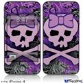 iPhone 4 Decal Style Vinyl Skin - Purple Girly Skull (DOES NOT fit newer iPhone 4S)