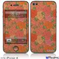 iPhone 4 Decal Style Vinyl Skin - Flowers Pattern Roses 06 (DOES NOT fit newer iPhone 4S)