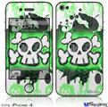 iPhone 4 Decal Style Vinyl Skin - Cartoon Skull Green (DOES NOT fit newer iPhone 4S)
