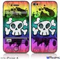 iPhone 4 Decal Style Vinyl Skin - Cartoon Skull Rainbow (DOES NOT fit newer iPhone 4S)