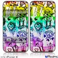 iPhone 4 Decal Style Vinyl Skin - Scene Kid Sketches Rainbow (DOES NOT fit newer iPhone 4S)