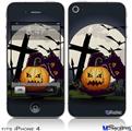 iPhone 4 Decal Style Vinyl Skin - Halloween Jack O Lantern and Cemetery Kitty Cat (DOES NOT fit newer iPhone 4S)