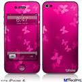 iPhone 4 Decal Style Vinyl Skin - Bokeh Butterflies Hot Pink (DOES NOT fit newer iPhone 4S)