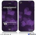 iPhone 4 Decal Style Vinyl Skin - Bokeh Hearts Purple (DOES NOT fit newer iPhone 4S)