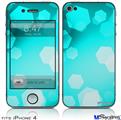 iPhone 4 Decal Style Vinyl Skin - Bokeh Hex Neon Teal (DOES NOT fit newer iPhone 4S)