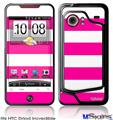 HTC Droid Incredible Skin - Psycho Stripes Hot Pink and White
